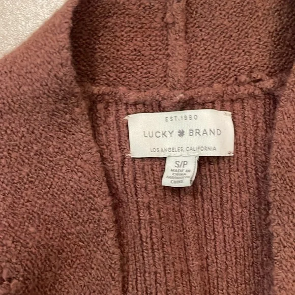 Lucky Brand Cocoa Brown Open Cardigan with Puff Sleeves - Picture 6 of 6